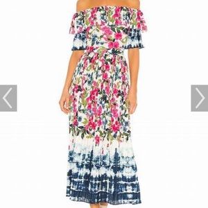 Misa Los Angeles MIRABELLE floral maxi dress, off shoulder, size L. Worn once